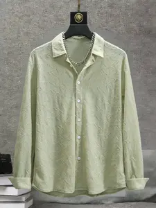 Men's Casual Lazy Random Print Long Sleeve Shirt, Unique Style Button-Up Top, Beach Party & Vacation Wear, Soft Material, Trendy Men's Fashion