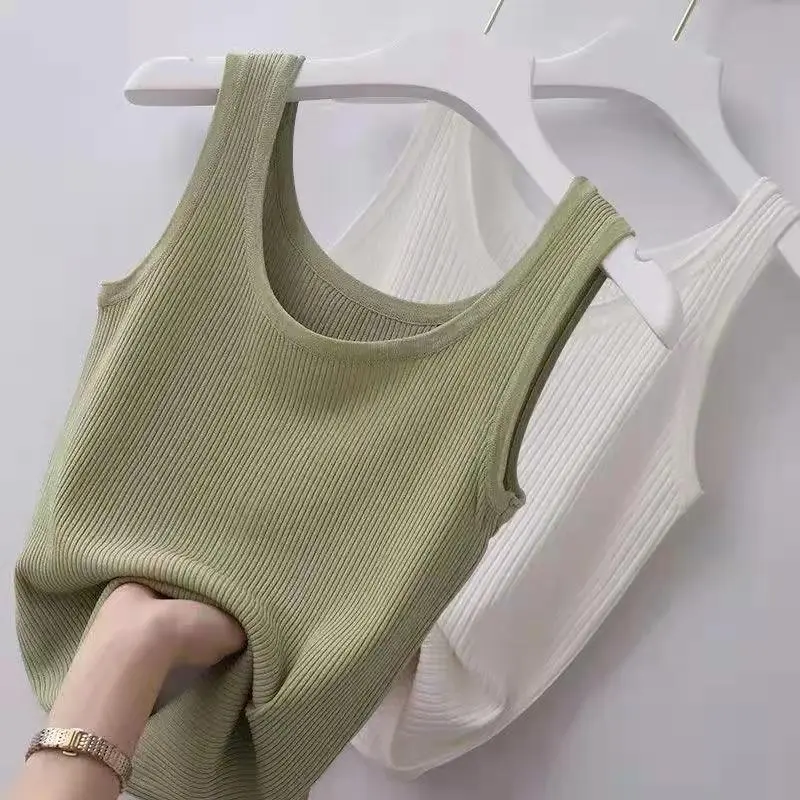 Women's Plus Size Ribbed Texture Camisole - Casual Basic Plain Slim Thin Sleeveless Tank Top for Outerwear, Layering (Sports & Outdoor Sun Protective Clothing), Minimalist, Round Neck, Women's Clothes, Slim Cut, Thin Fabric