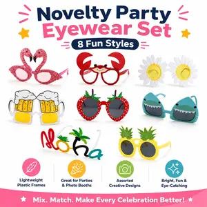 8-Piece Hawaii Party Glasses Set, Hawaiian Theme Photo Booth Props, Perfect for Various Party Activities, Adds Color to Your Event
