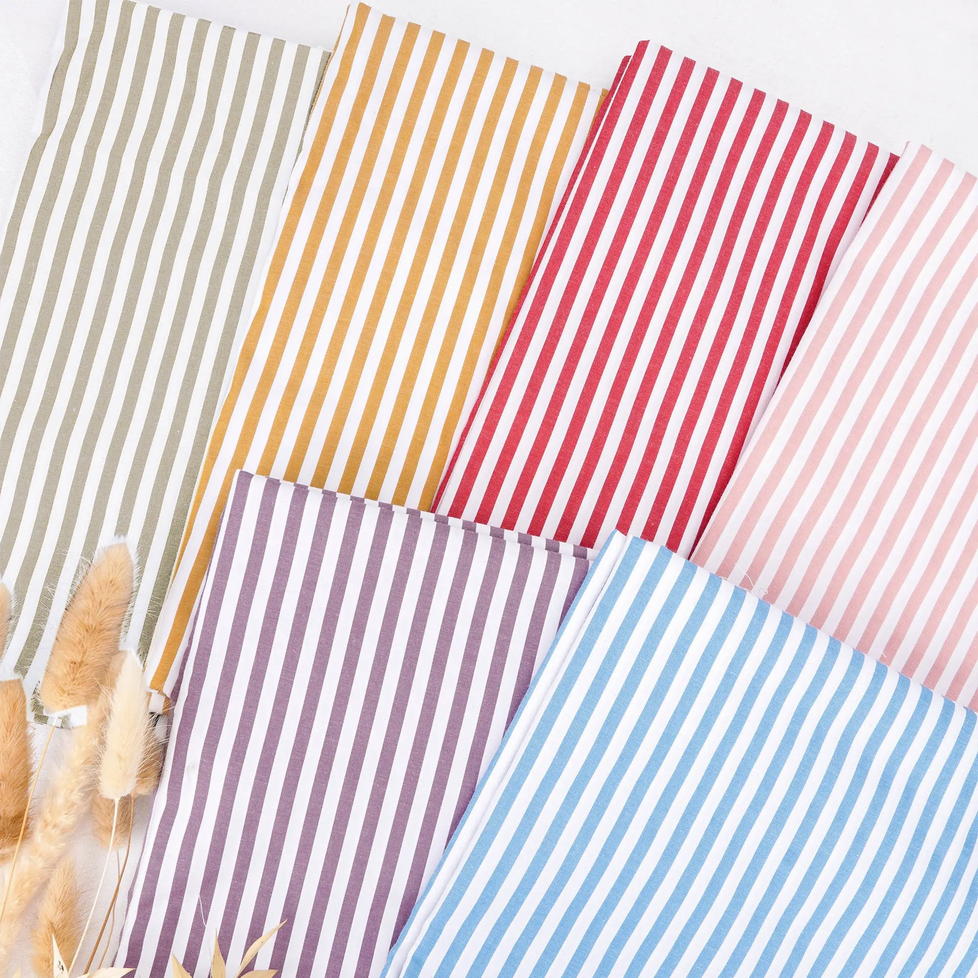 5mm Vertical Stripe Polyester Fabric, Soft Breathable Material, Multi-Color Stripes, Ideal for Summer Clothing, DIY Sewing Projects, Skirts, Scarves