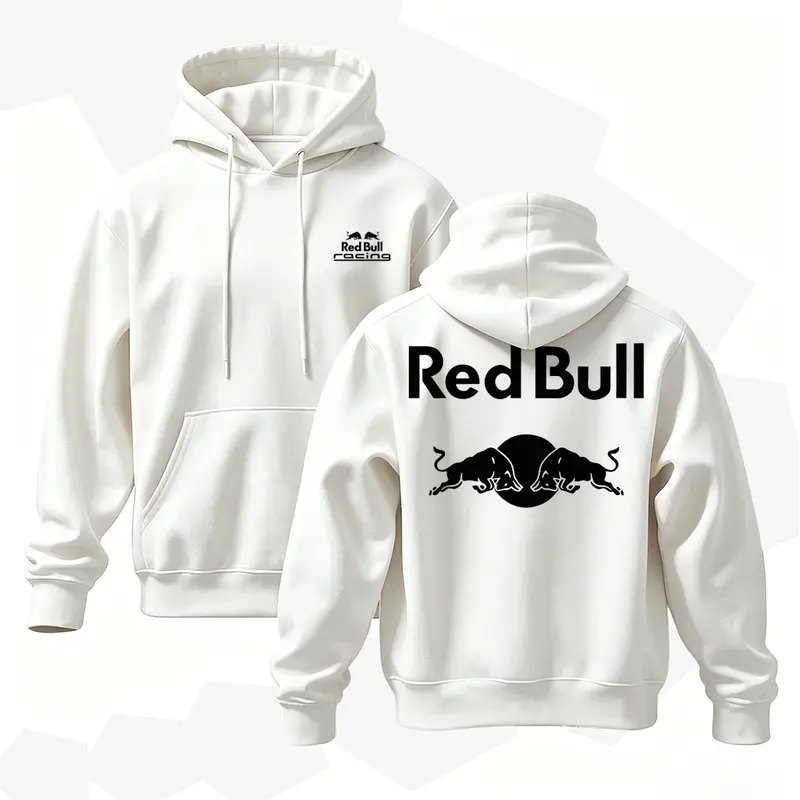 Men's Cotton Racing Graphic Pullover Hoodie - Menswear Apparel, All-Season Longsleeves, Vintage Streetwear, Bold Back Print Casual Men's Hoodies