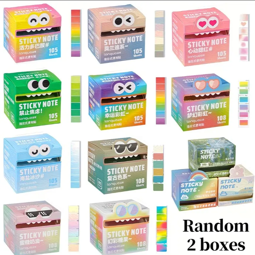Languo Sticky Notes, 2 Boxes 210 Sheets, Pearl Finish, Waterproof, Smooth Surface, Office, School, Home, Project Management, Note-Taking, Reminders, Decorative