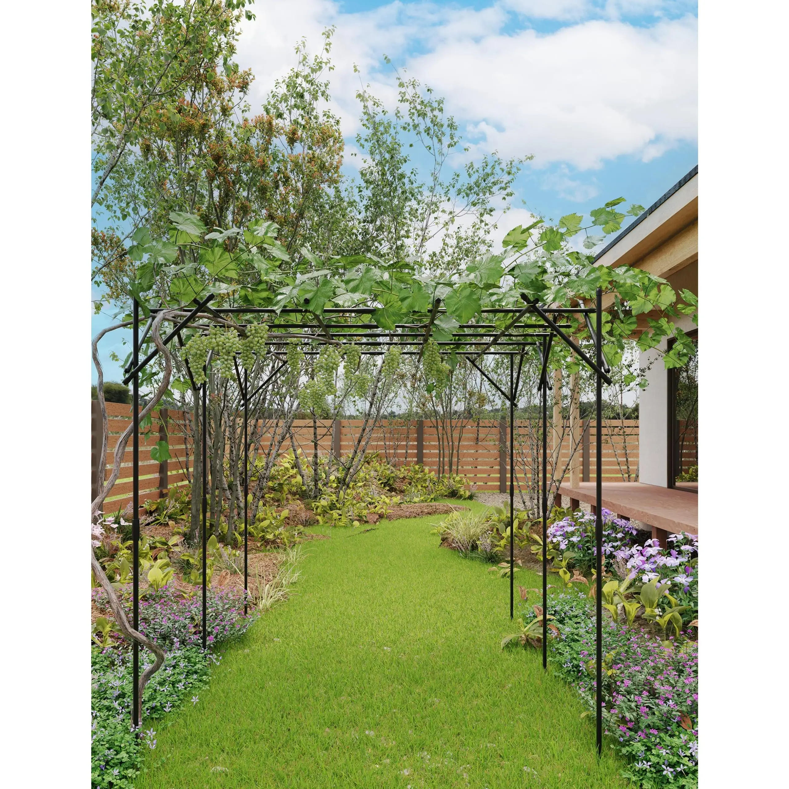 GARVEE Heavy-Duty Metal Garden Trellis Arch Pergola with Extra-Wide Flat Top Grid for Vines, Grapes, Vegetables, and Outdoor Events – Rustproof, Easy to Assemble, Ideal for Lawns and Weddings