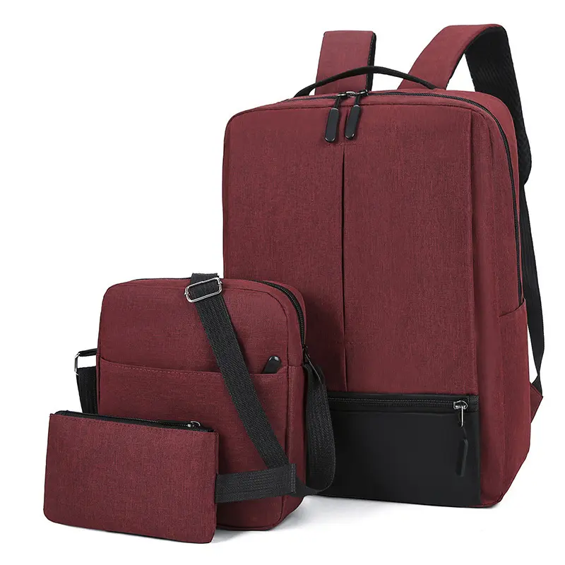 3-in-1 Minimalist Business Computer Backpack Set, Large Capacity 15.6 Inch Laptop Bag, Large Capacity USB Charging Casual Computer Bag, Oxford Cloth Casual Day pack with USB Charging Port for Men