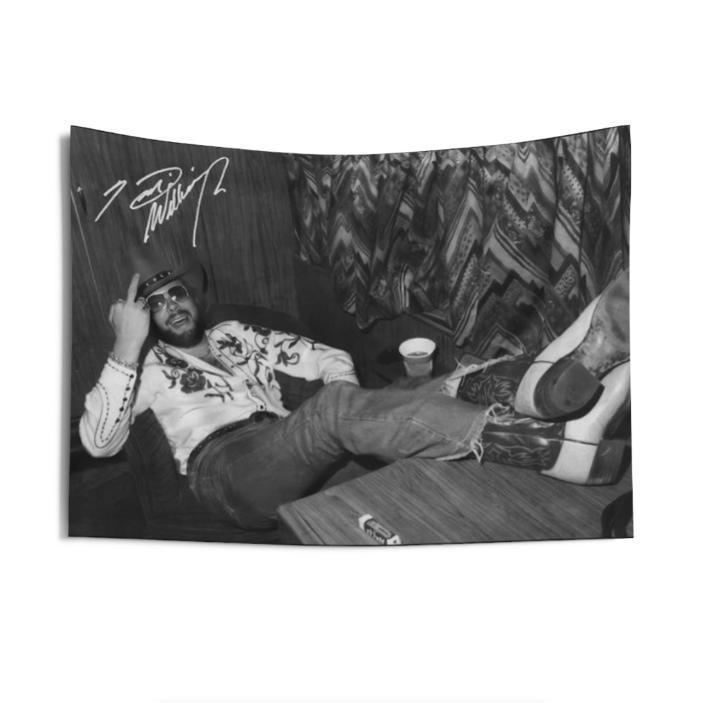 Hank William Jr Signature Tapestry 40x30in Polyester Decor for Clubs Concerts Bars Dorms Living Rooms Bedroom Cool Room Decor