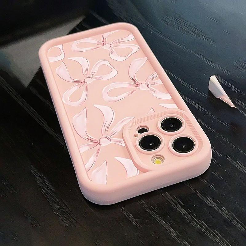 One beautiful girl light pink bow patterned TPU phone case, suitable for Apple iPhone 17 16 15 14 13 12 11 Pro Max, iPhone XS XR X 8 7 Plus, perfect Valentine's Day gift or birthday present for girlfriend, lover and family