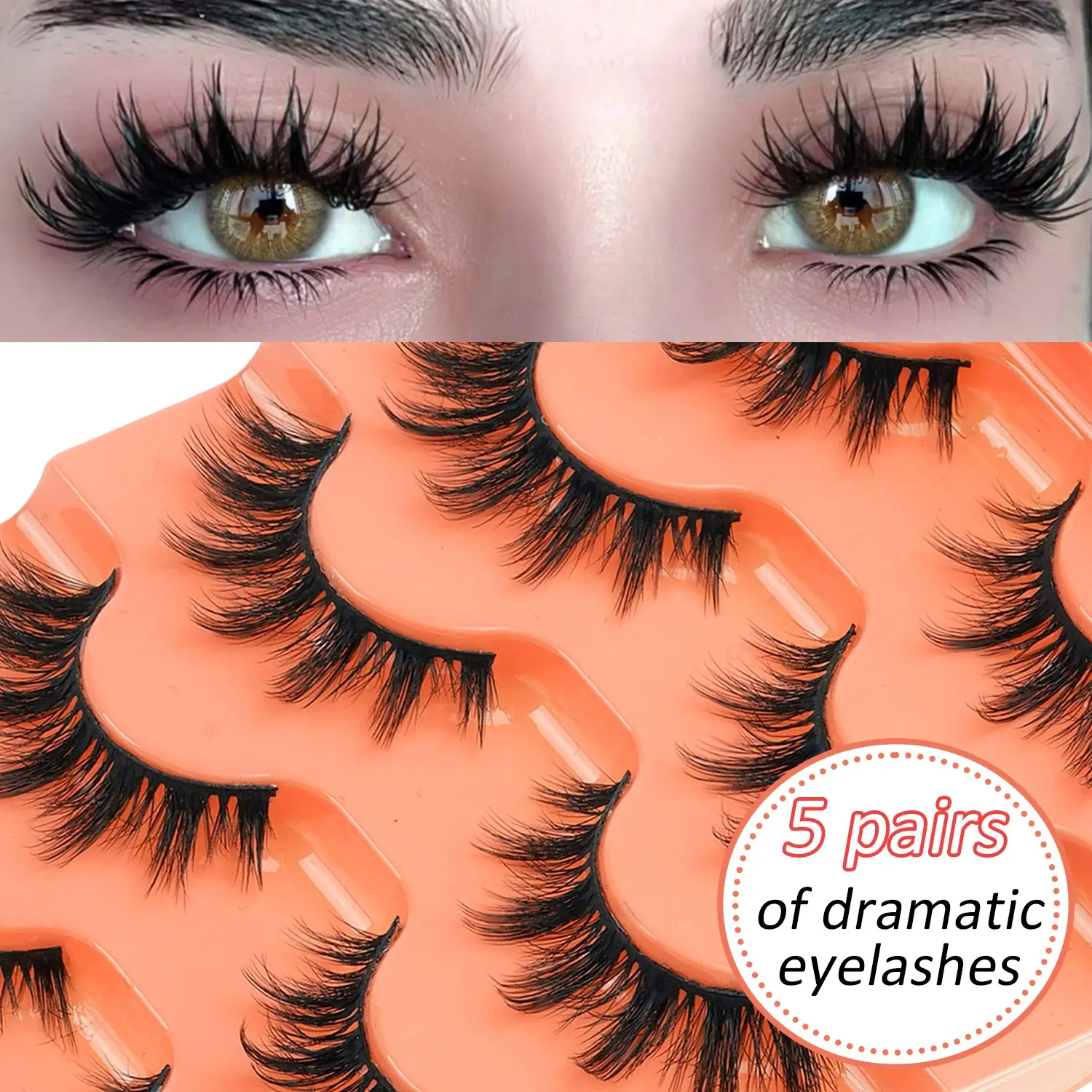 Cat Eye False Eyelashes Natural Look, Soft Crossed Thin Full Strip Lashes, Long Winged Dramatic 3D Mink Lashes, Multi-Layer Short Thick Lashes, Makeup