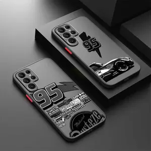 Cartoon Cars 95 L-Lightning Cover For Samsung S26 S25 S24 S23 S22 S21 FE Ultra Plus For iphone 17 16 15 14 13 12 11 17Air Plus Pro Promax Frosted Translucent Phone Case