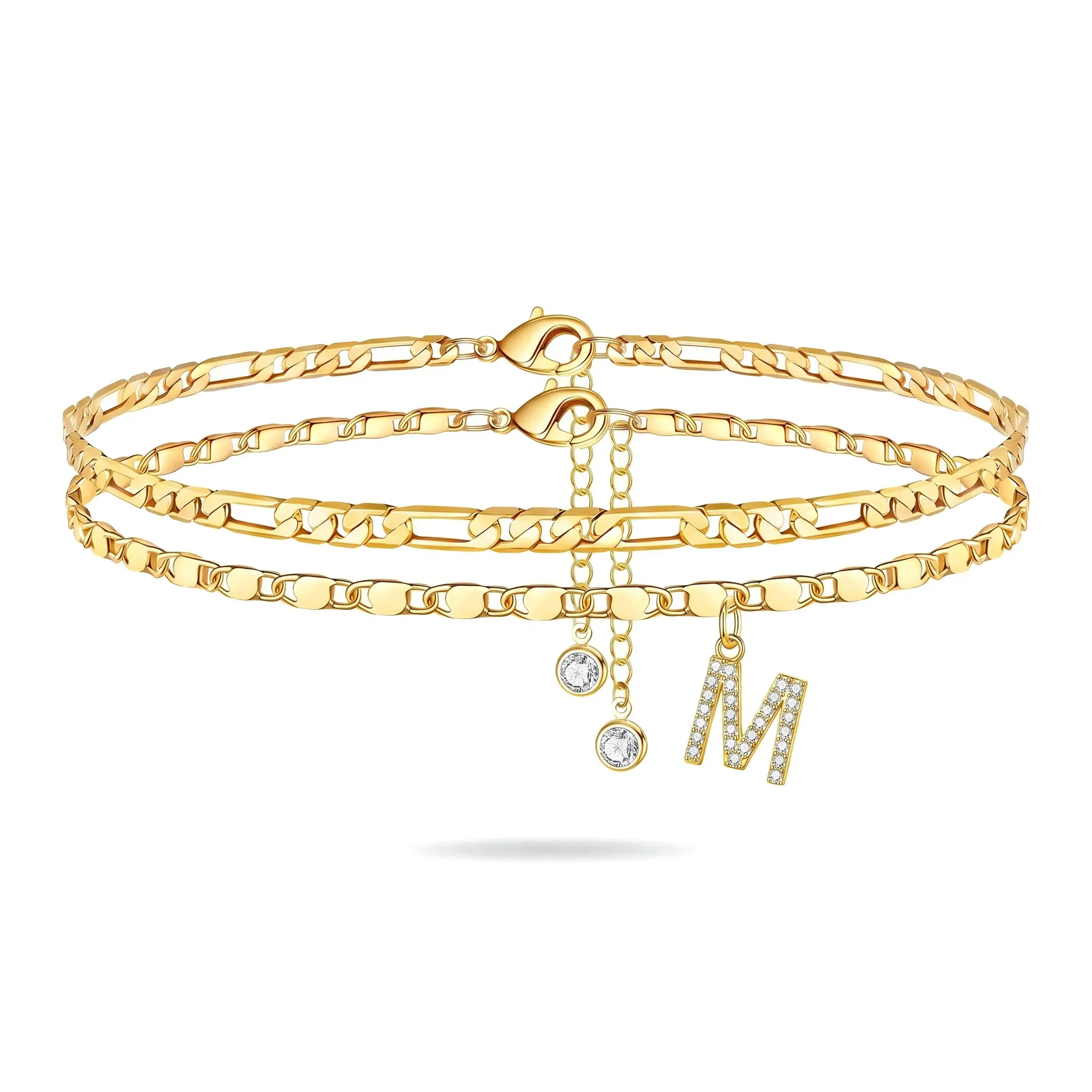 Personalized Letter Anklet For Women Stainless Steel Cuban Chain Dainty Cute Initial Pendant Anklet Gold Silver Everyday Jewelry Gift Idea