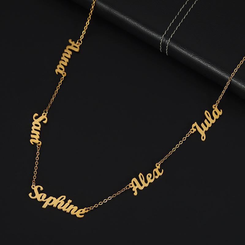 Personalized Multiple Name Pendant Necklace, Stainless Steel Custom Name Necklace, Unique Mother's Day Gift for Women
