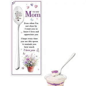 I Love You Mom  Spoon with Card, Mom Birthday Gifts from Son Daughter | Sentimental Gifts for Mom I Love You Gifts from Son Daughter, Mama Mommy Anniversary   for Mom Mother in Law