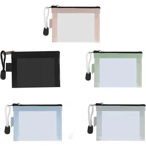 Mini Zipper Mesh Bags 5 Pack, 3" x 4.3" Nylon Small Zipper Mesh Pouch Key Credit Card Holder, Coin Purse, Portable Travel Makeup Cosmetic Bags Organizer for Lipstick(5 Colors, Pink).