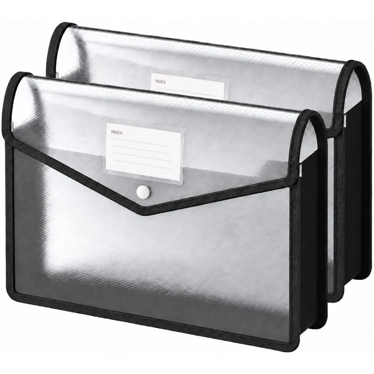 2 Pack Plastic Expanding File Folder, Letter / A4 Size Transparent Envelopes with Snap Closure for , Office, School, Tax, Bill Organization