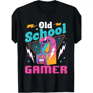 180gOld School Gamer - Game Lover Arcade Game Gaming Console T-Shirt
