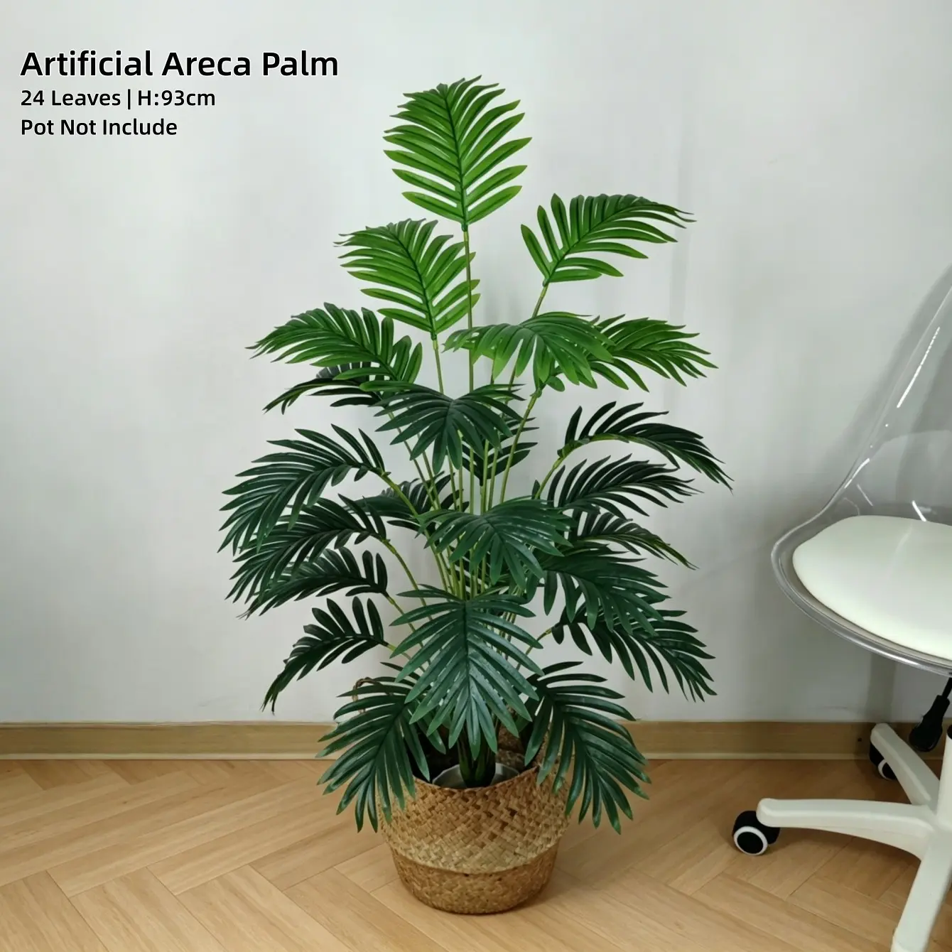 Realistic Potted Palm Tree, Artificial Palm Trees, 24 Realistic Leaves, No Watering Artificial Tropical Plant, Living Room Indoor Home Decor