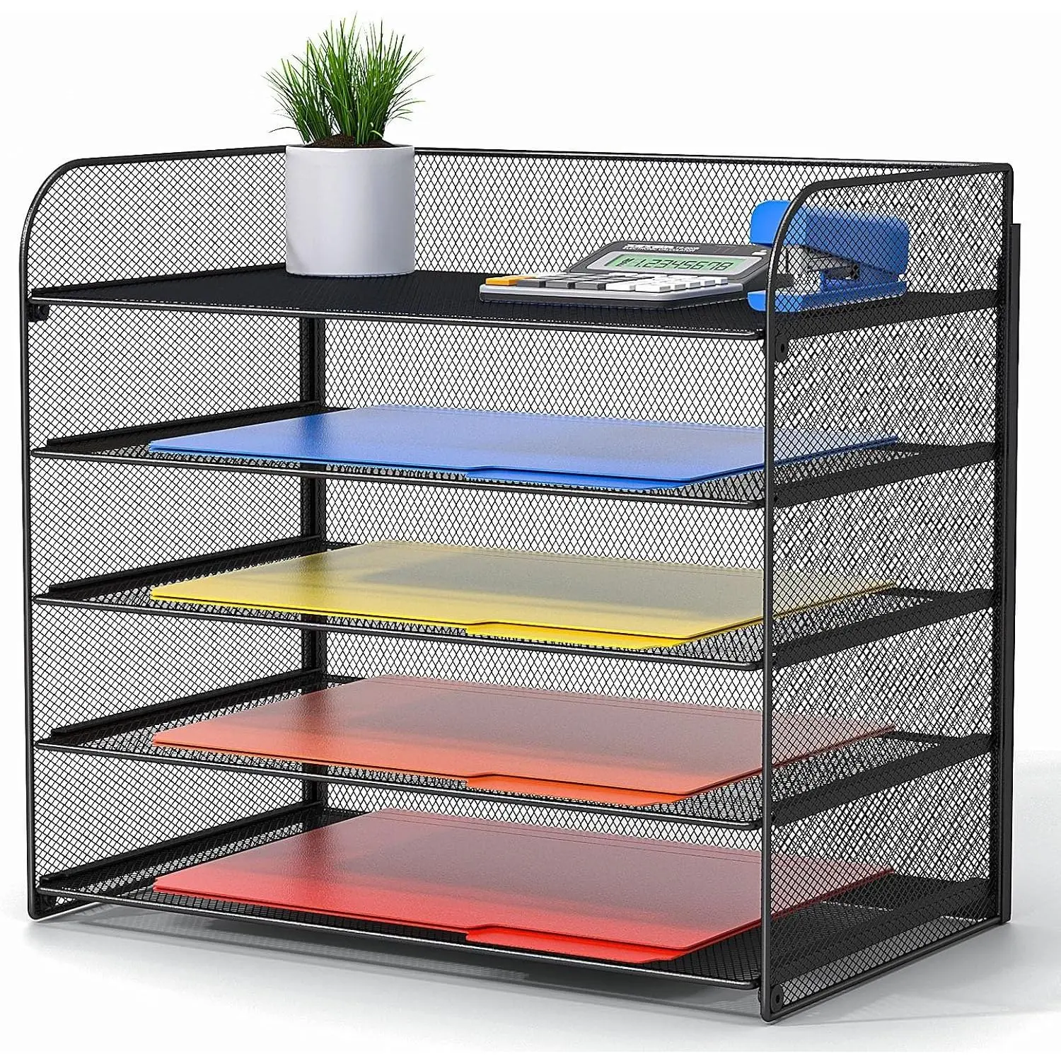 A4/Legal/Letter Size 5 Tier Mesh Letter Tray File Organizer 15.2 x 9.5 x 13.4 inches Office File Folder Holder Space Saving Black