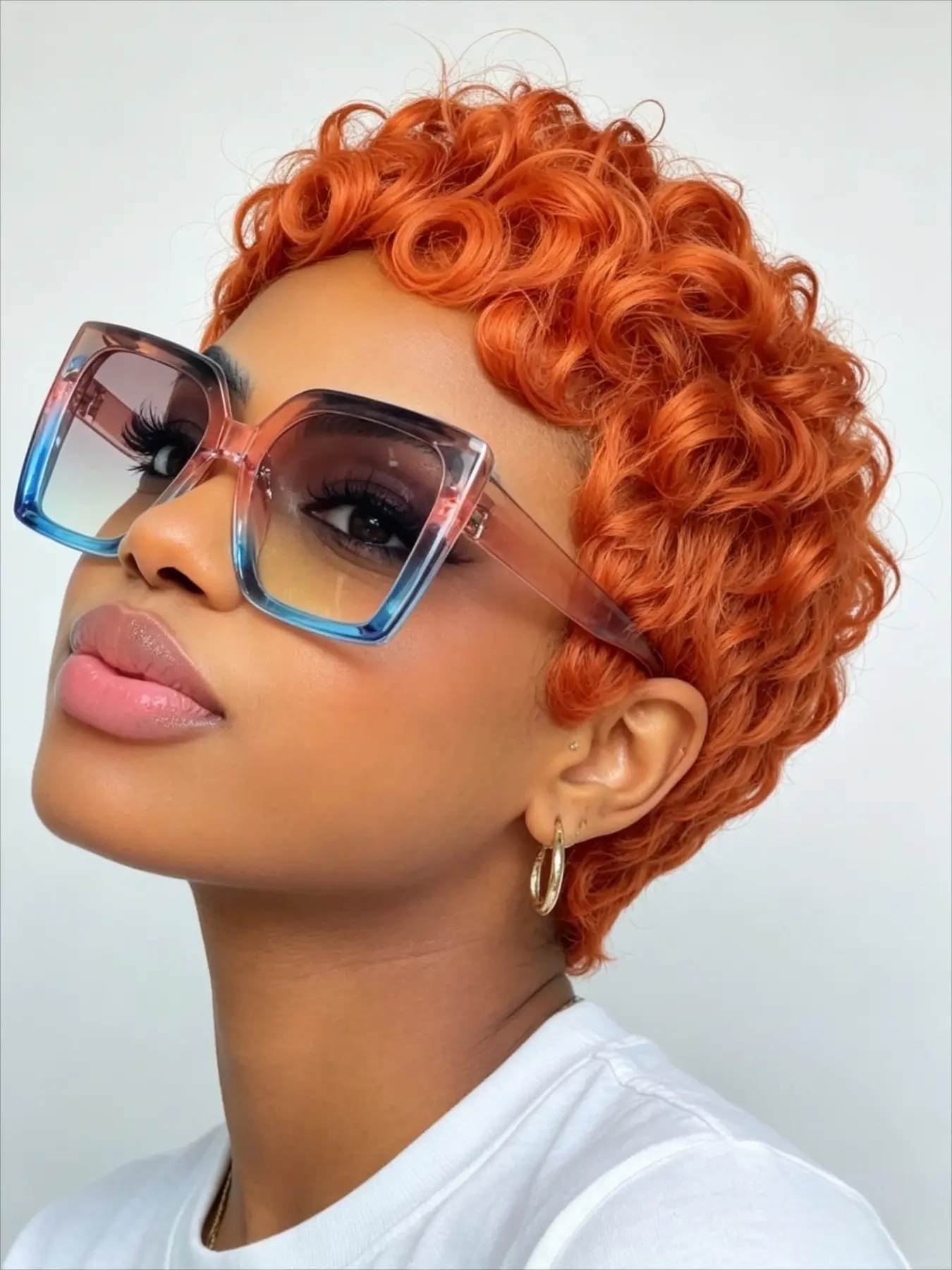 No Glue Required Short Layered Curly Pixie Human Hair Wig With Bangs For Black Ladies, Entirely Machine Manufactured No Lace Front Real Hair Wig, Diverse Fashion Color Options: Natural 1B Black, Chestnut #4 Brown, Deep Wine 99J, Mellow Honey Blonde, Pure