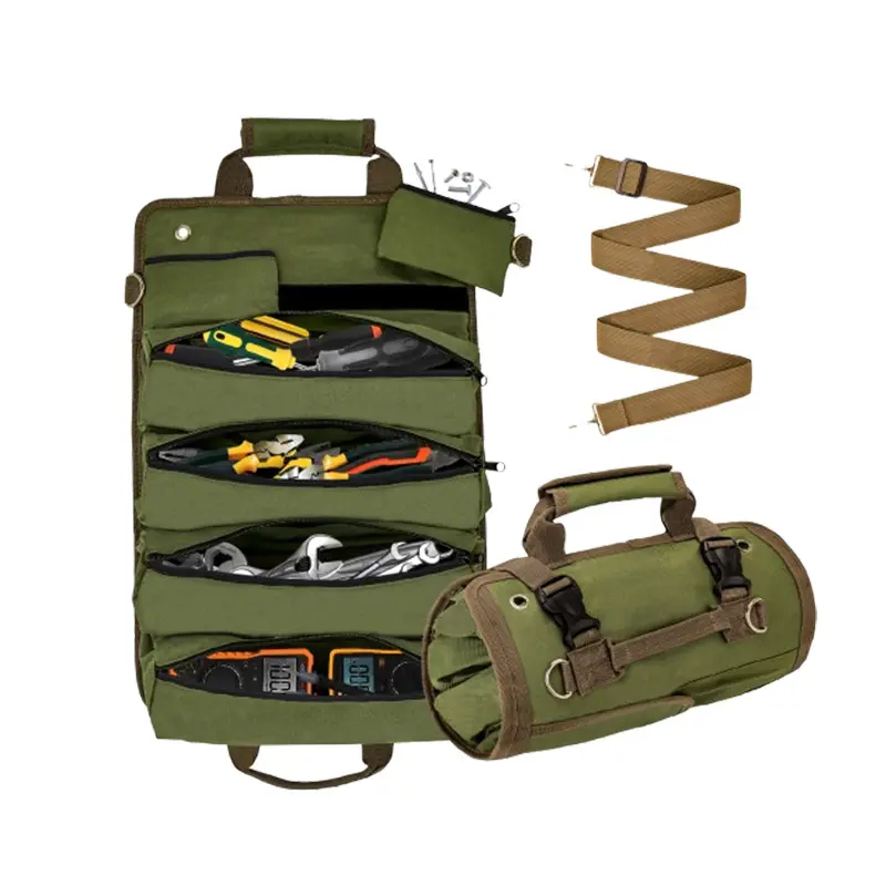 Heavy Duty Oxford Cloth Electrician Tool Bag, Waterproof Tool Organizer Pouch with Reinforced Bottom, Portable Tool Tote Bag for HVAC Plumber Carpenter - 16" Large Capacity Carry Bag with Handle
