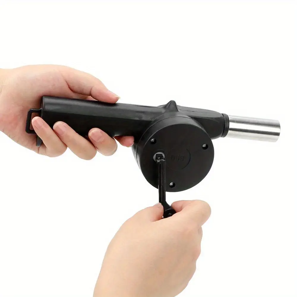 1 set Picnic Camping Accessories BBQ Tools Portable Barbecue Fan BBQ Accessories Hand-cranked Air Blower Fire Bellows Tools
