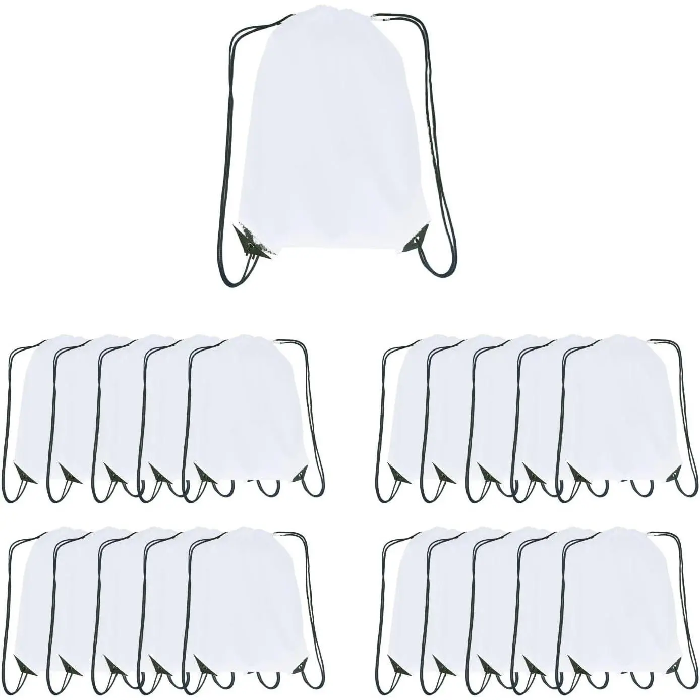 20 Packs Bulk White Drawstring Backpack Cinch Sackpack for DIY, Gym, Sports, Travel, Yoga, Riding, Walking