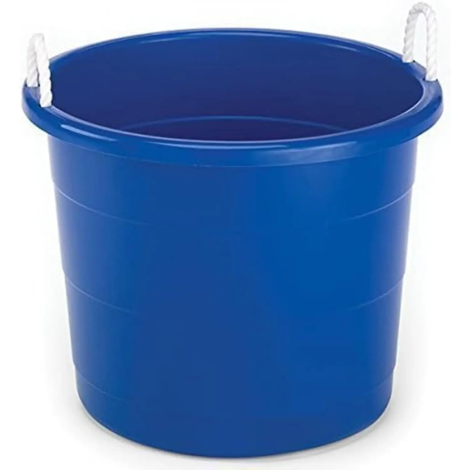 20 Gallon Storage Tub, Round Heavy Duty Plastic Container with Rope Handles, 21.5 x 21.5 x 16.5 inches, Navy Blue