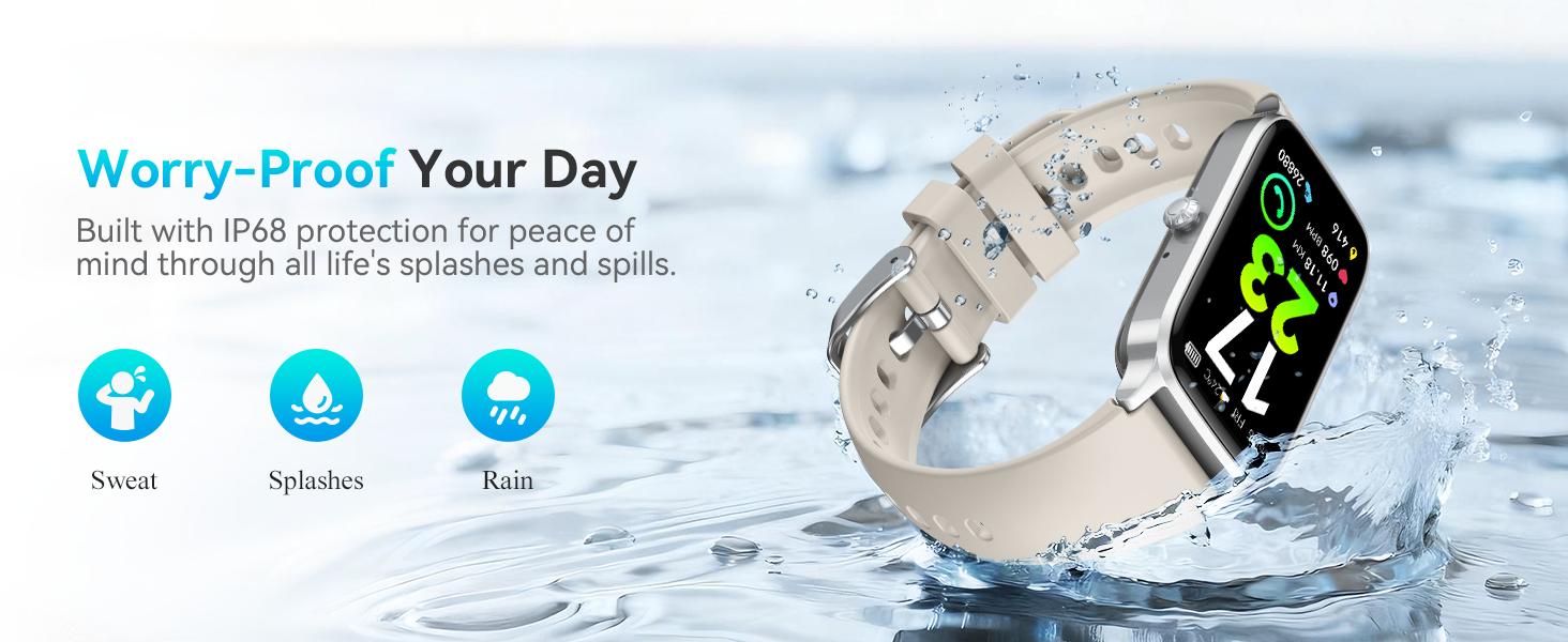 Fitness Tracker for Women Men, Activity Watch Compatible with Android iPhone, Step Counter with 110+ Sports, Sleep Monitor, Calorie Counter, IP68 Waterproof (Starlight, 1.57)