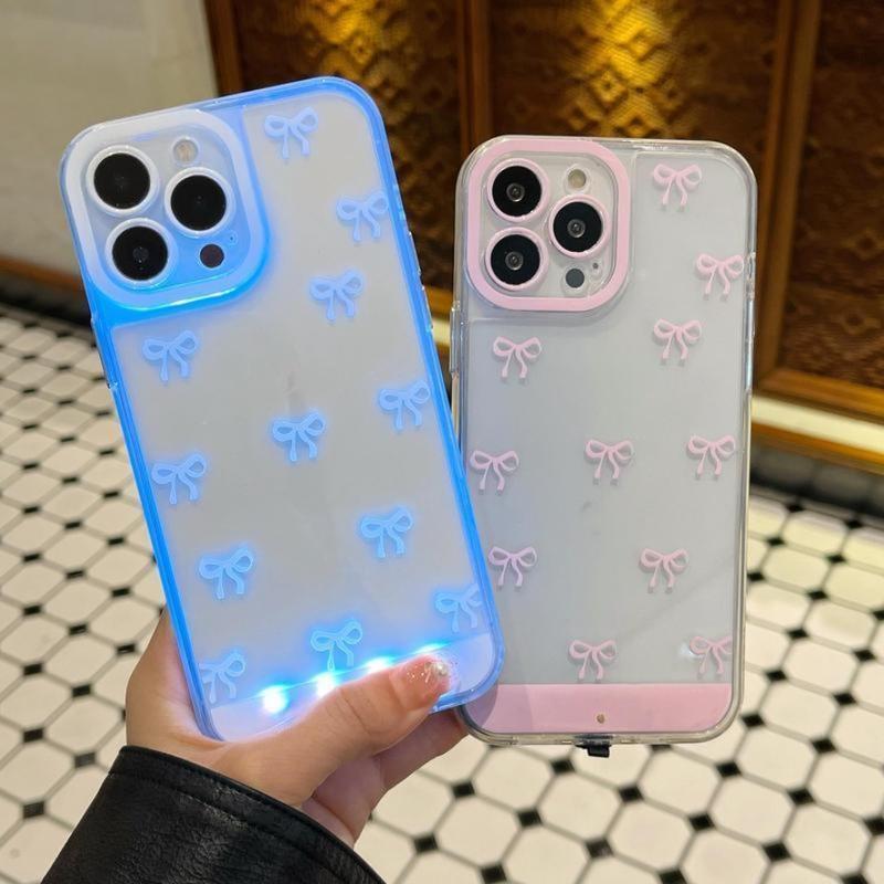 Vibrant LED Bowknot Phone Case for iPhone 11–17 Series – Stylish Shockproof Cover with Light-Up Bow, Unique Diffuser-Style Design, Cute Holiday Party Favor & Daily Protection