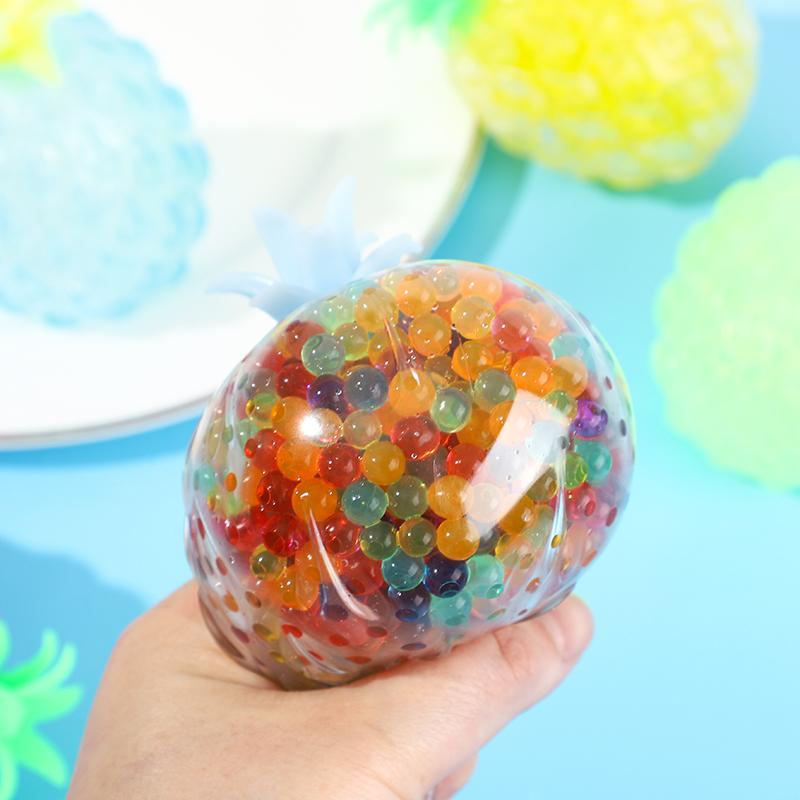 Pineapple Stress Ball Water Feeling Squishy Vent Toys Water Beads Squeeze Fidget Toy Anxiety Stress Relief Toy Sensory Squish