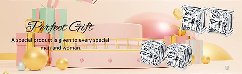 Sanfenly 6 Pairs Magnetic Earrings for Women Men Stainless Steel Cubic Zirconia Stud Round Square Teardrop Earrings CZ Non Pierced Hypoallergenic Fake Earrings Set Gift