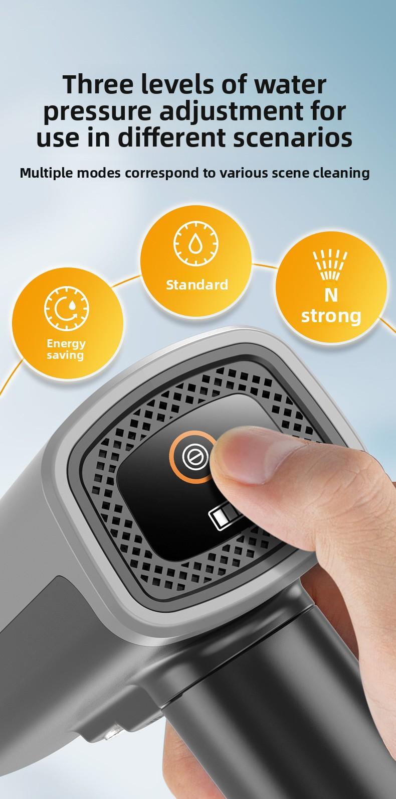 Cordless High Pressure Car Wash Gun, Foldable Portable High Power Washer, Rechargeable Lithium Battery Automatic Cleaning Gun