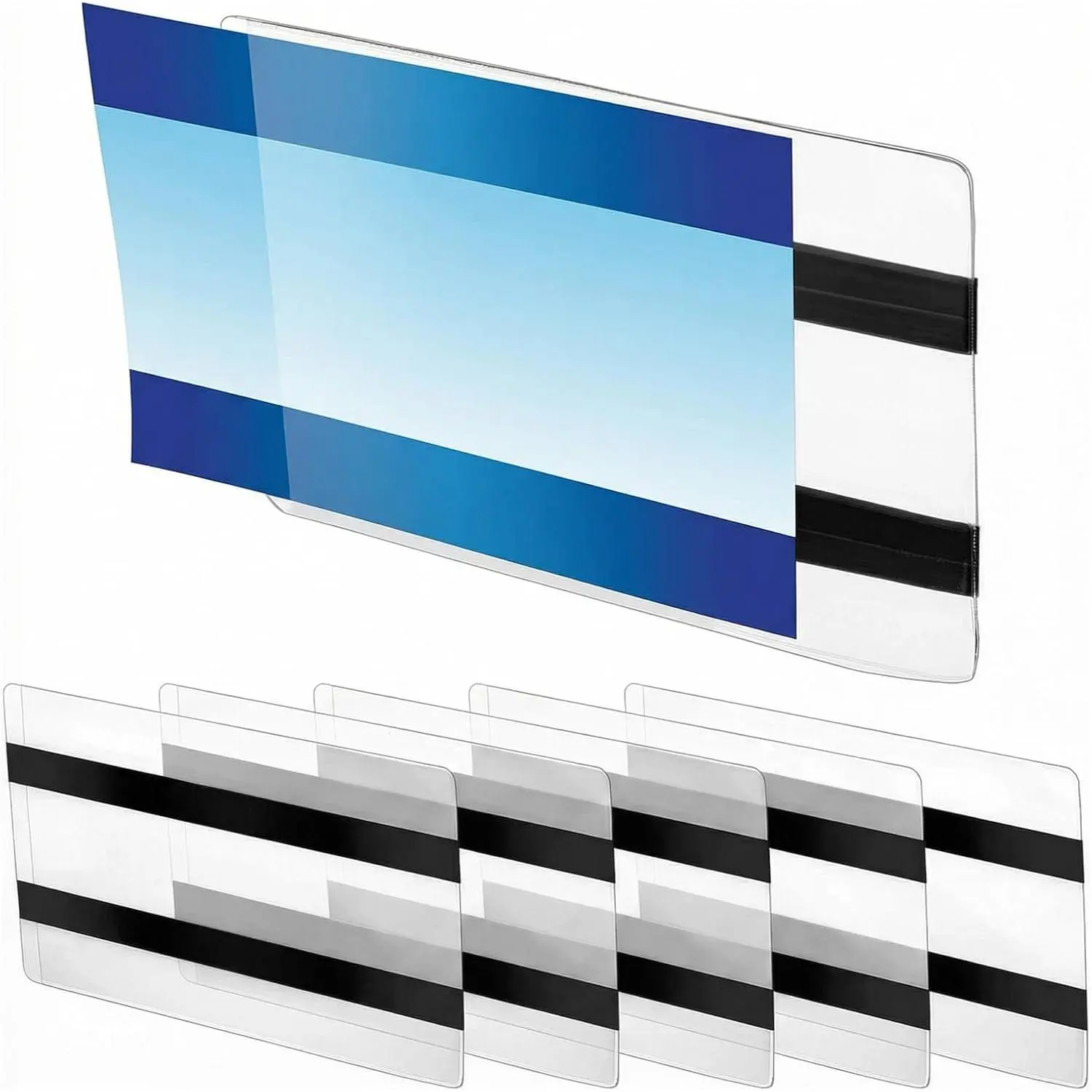 50 count Clear  Sign Holder, 5.5 x 3.5 Inches Double Sided Label Holder with Two  Strips for Pallet Rack, Shelf Window Door Office Store and  Display