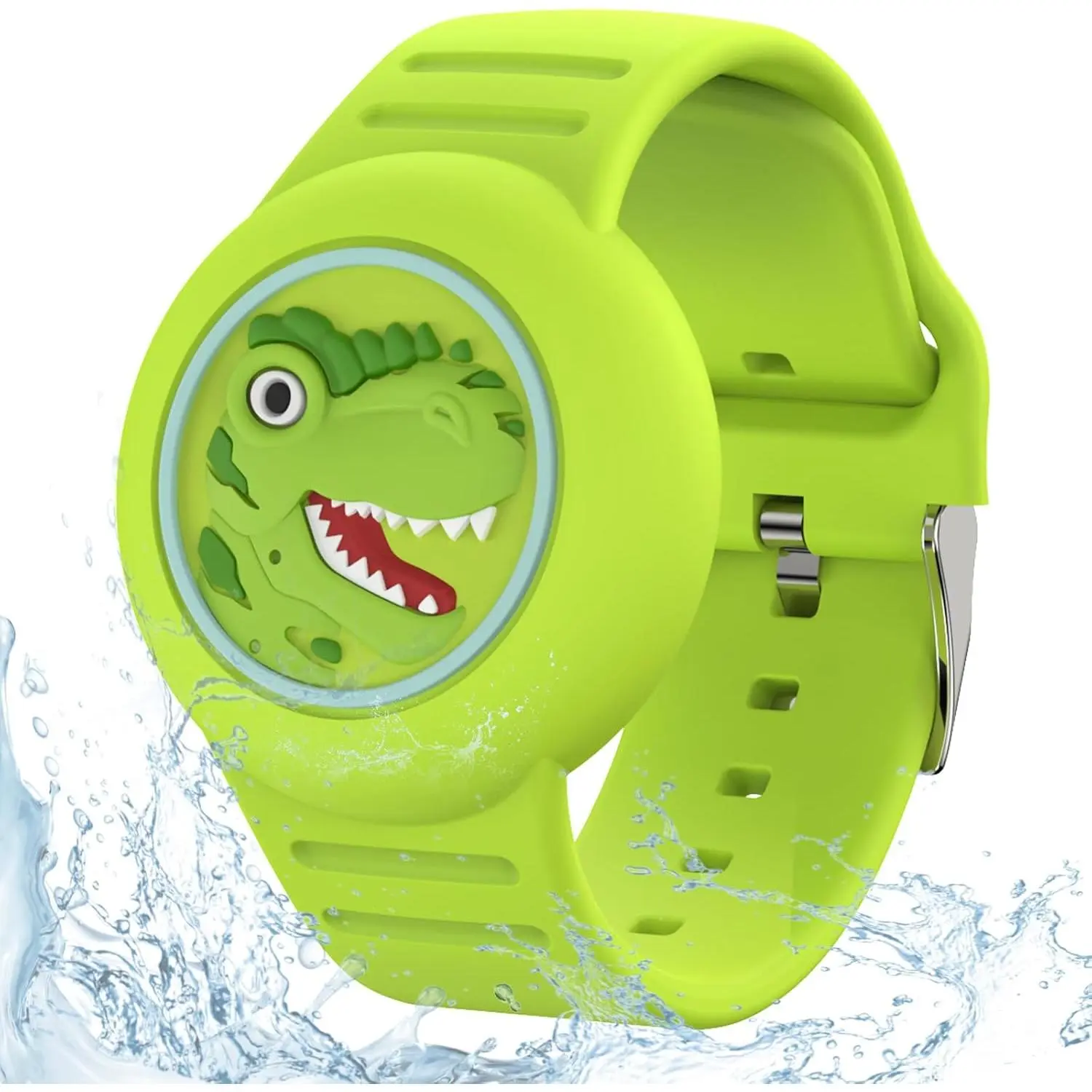 Compatible with  Airtag Bracelets for ,   Wristband for Air tag Holder for  Soft   Watch Band for  Anti Lost Cute Cartoon(Green