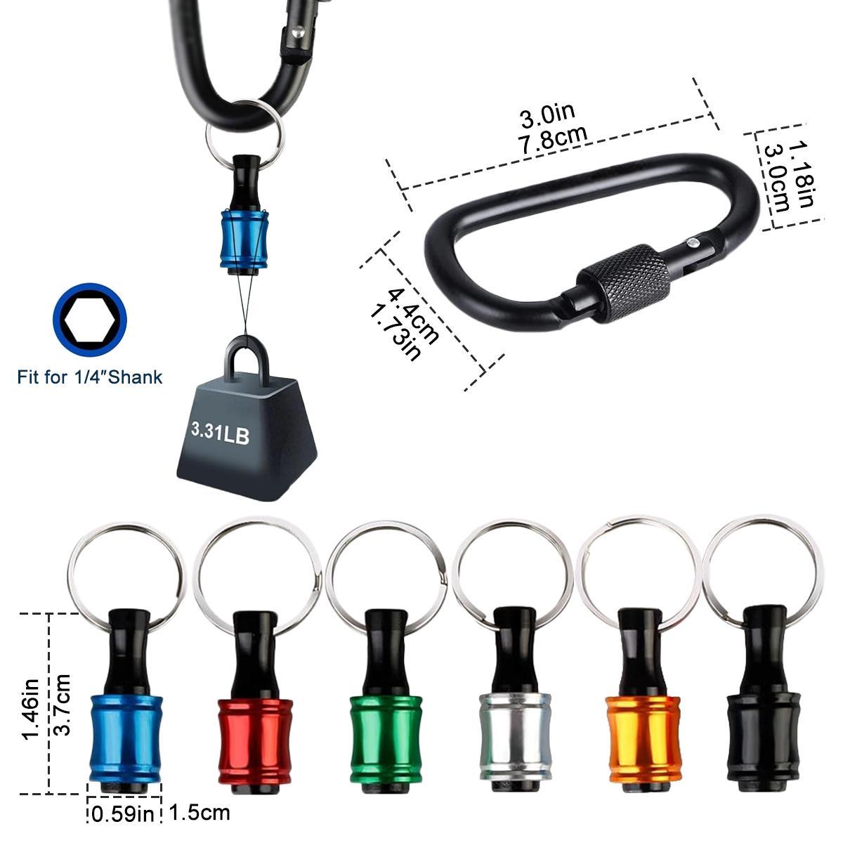 6 Pcs 1/4 Bit Holder Keychain, 1/4 inch Hex Shank Bit Holder, Quick Release Bit Holder For Nut Driver, Screwdriver & Drill Bits with/Keychain Carabiner