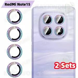 KAYKWONG'S 2 Sets for Redminote 15 Camera Protection Film, High Definition Lens Protector, Rhinestone Lens Guard for Note15pro, Phone Accessories