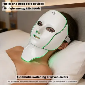 7-Color LED Face Mask with 138 LEDs - Premium Cordless Rechargeable Facial Care Device for Daily Home Beauty Routine
