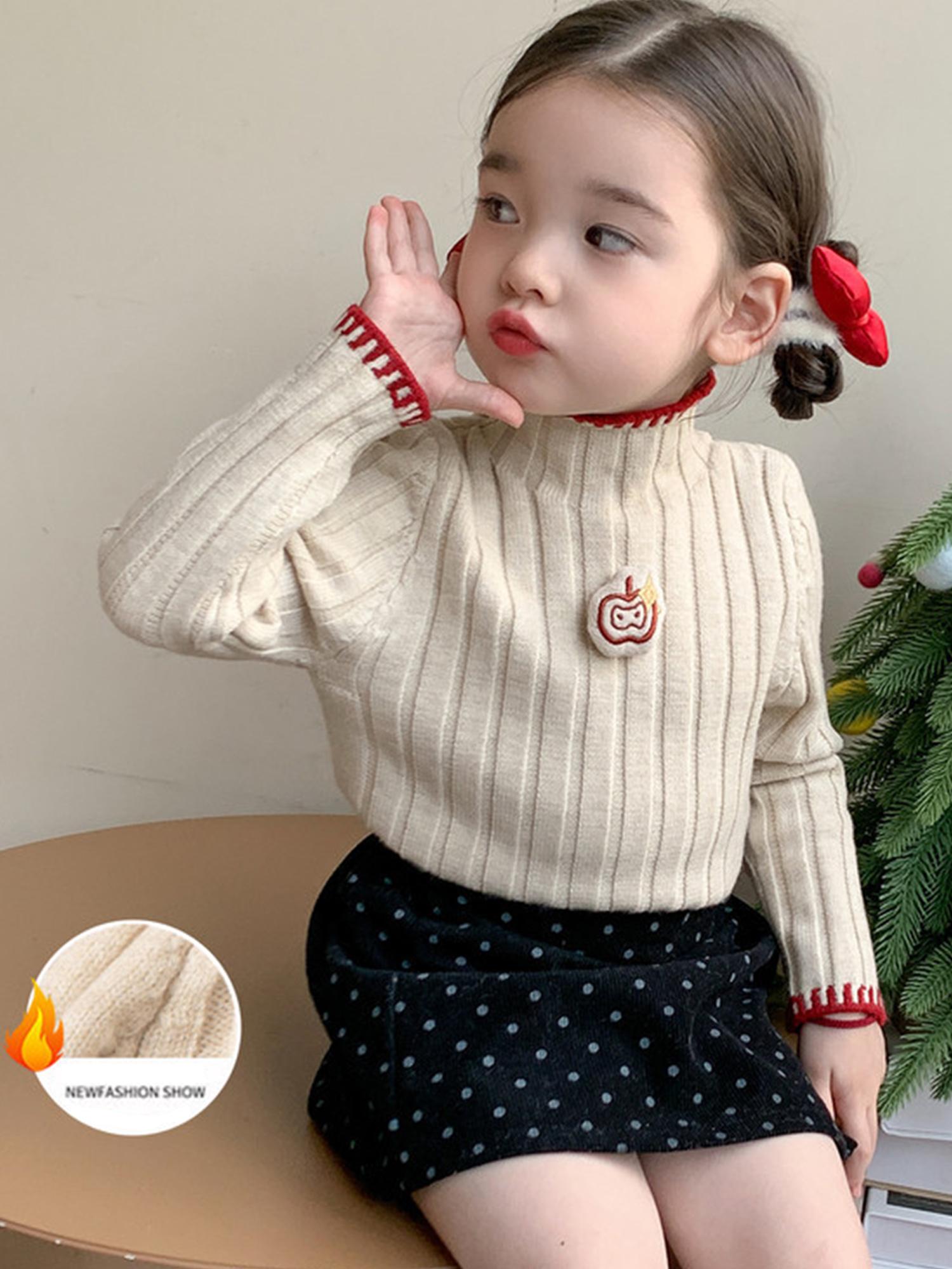 Girls' Thickened Turtleneck Sweater - Slim Fit Winter Warm Base Layer, Cute Solid Color Sweaters for Uniforms & Layering, Hand Washable Cold Weather Sweating Less for (for easy Outfits)