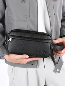 Business New Trendy Men's Handbag, Lychee Texture Small Square Bag, Cross-Border Street Style Male Handbag, Casual Horizontal Handbag