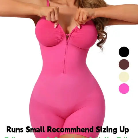 Women's Seamless Smooth Shapewear Bodysuit, Front Zipper One-Piece, Tummy Control Hip Butt Lifting, All Season Wear, Comfortable and Stylish