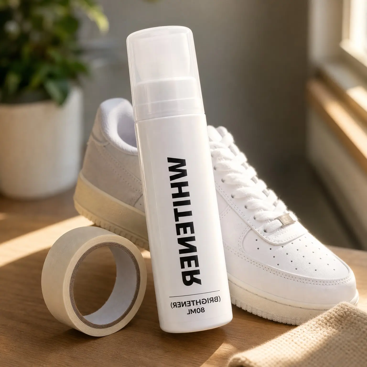White Shoe Polish & Scuff Cover Whitener for Sneakers – Restores Whiteness on Leather, Canvas, Mesh, Tennis, PU, Fabric, Foam and RubberGift