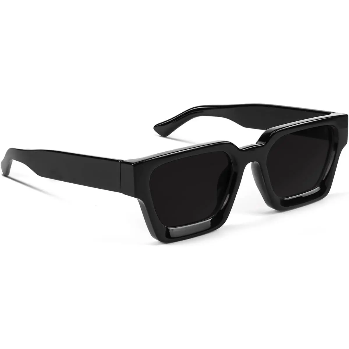 Thick Frame Rectangle Sunglasses for Men and Women, Modern Lightweight Glasses with UV Protection for Casual Wear and Driving, Rectangle Glasses, Thick Frames, Unisex, Rectangle Bodytype
