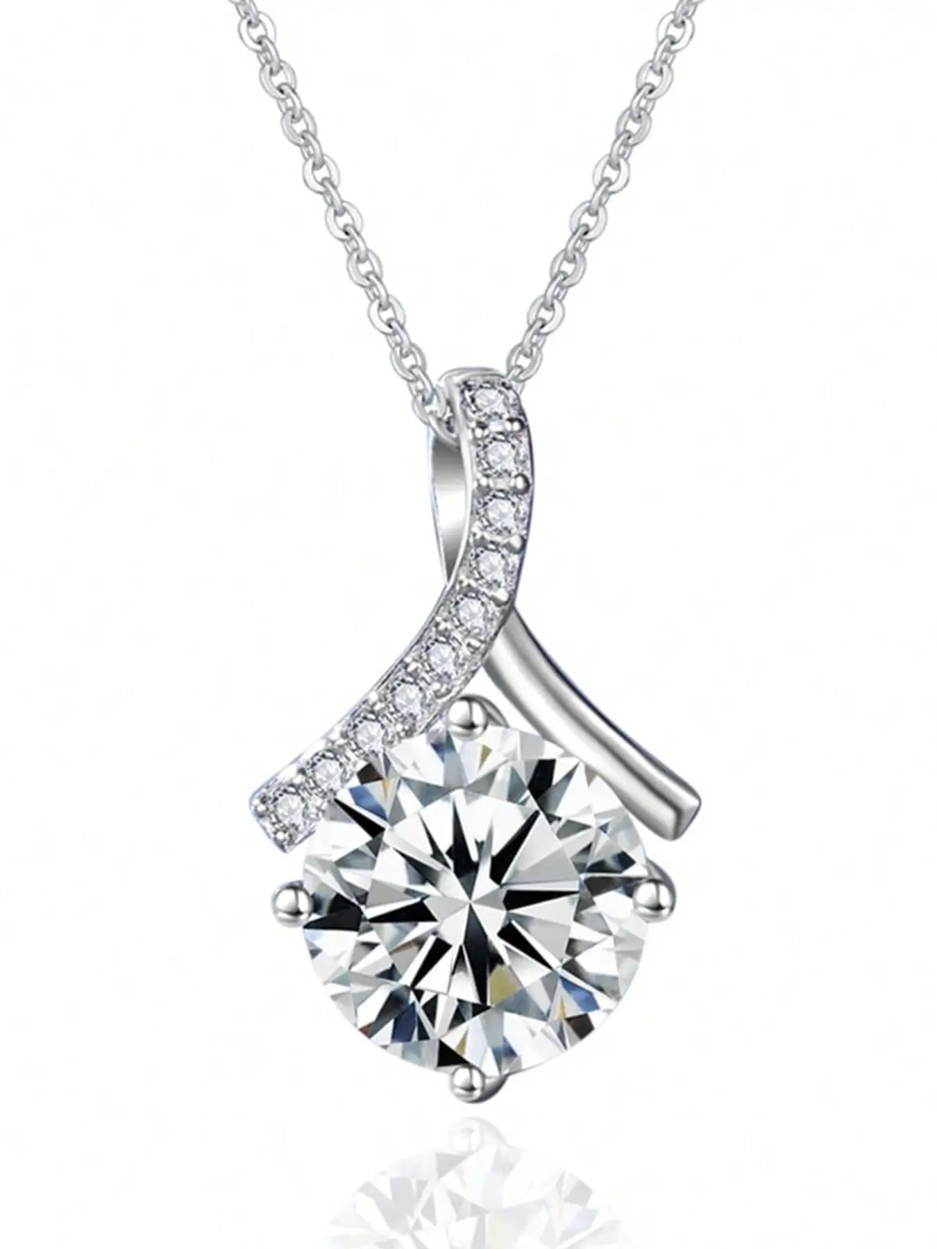 S925 French Interlocking Bangle Necklace, High Shine Moissanite Daily Commute Women's Versatile Jewelry, Elegant Lockbone Chain