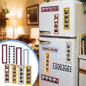 6-piece magnetic photo frame set, (randomly selected 6 pieces) refrigerator magnet photo frames, suitable for 1.5 x 8 inch photo frame strips, colorful vintage vertical photo frames, suitable for refrigerators, kitchens, and home decoration
