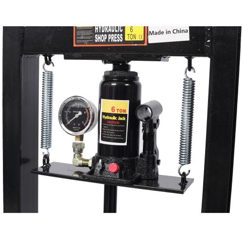 6Ton Bottle Jack Shop Press with Gauge, Bend, Straighten, or Press Parts, Install Bearings, U-Joints, Bushings, Ball Joints, and Pulleys,Black