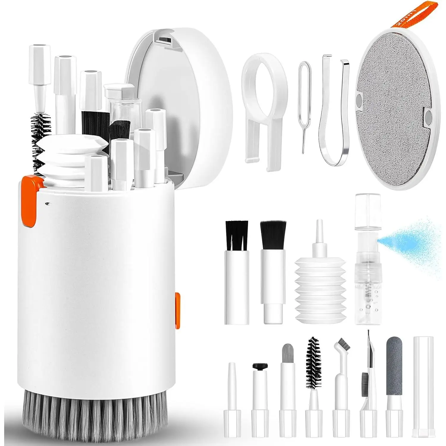 Laptop Phone Screen Cleaner Kit,  Keyboard Brush Cleaning  for  AirPods MacBook iPad, 20-in-1  Device Clean Tool for Camera Earbud  Screens (White)