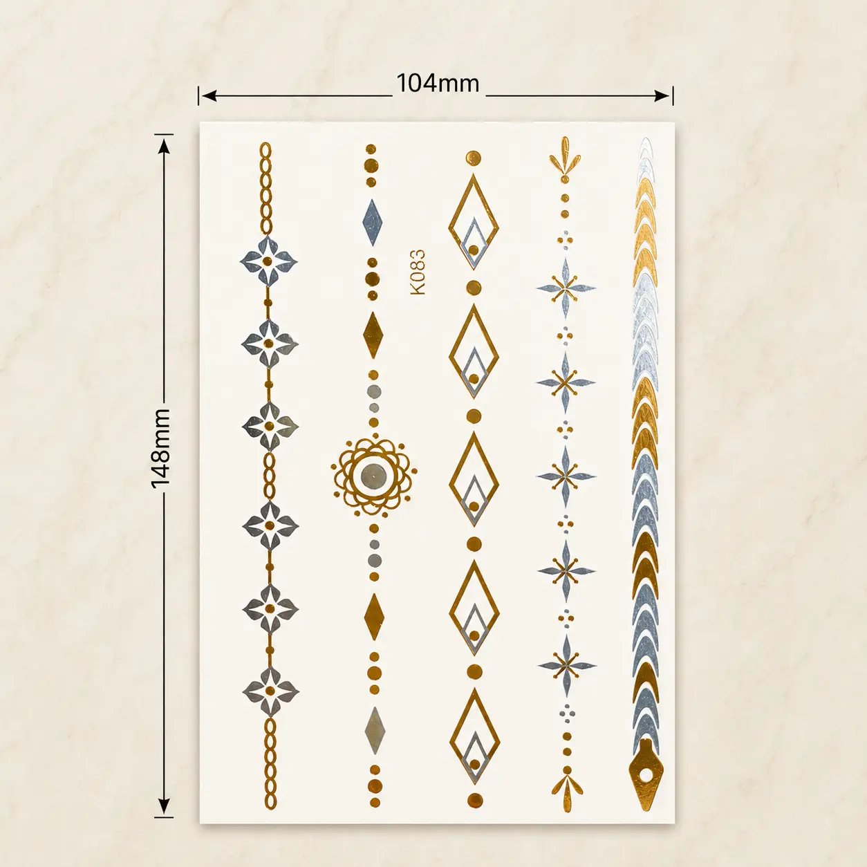 Metallic Charm Band Temporary Tattoo Sheet
