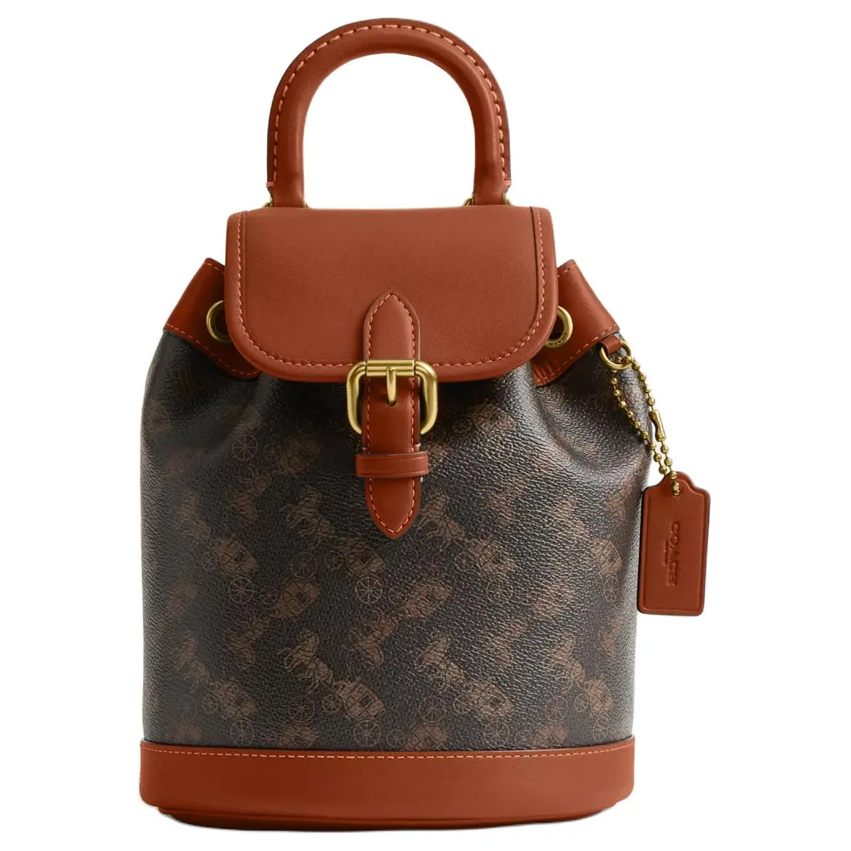 Coach Harper 17 Classic Monogram Coated Canvas and Leather Backpack for Women, Small Size, Brown