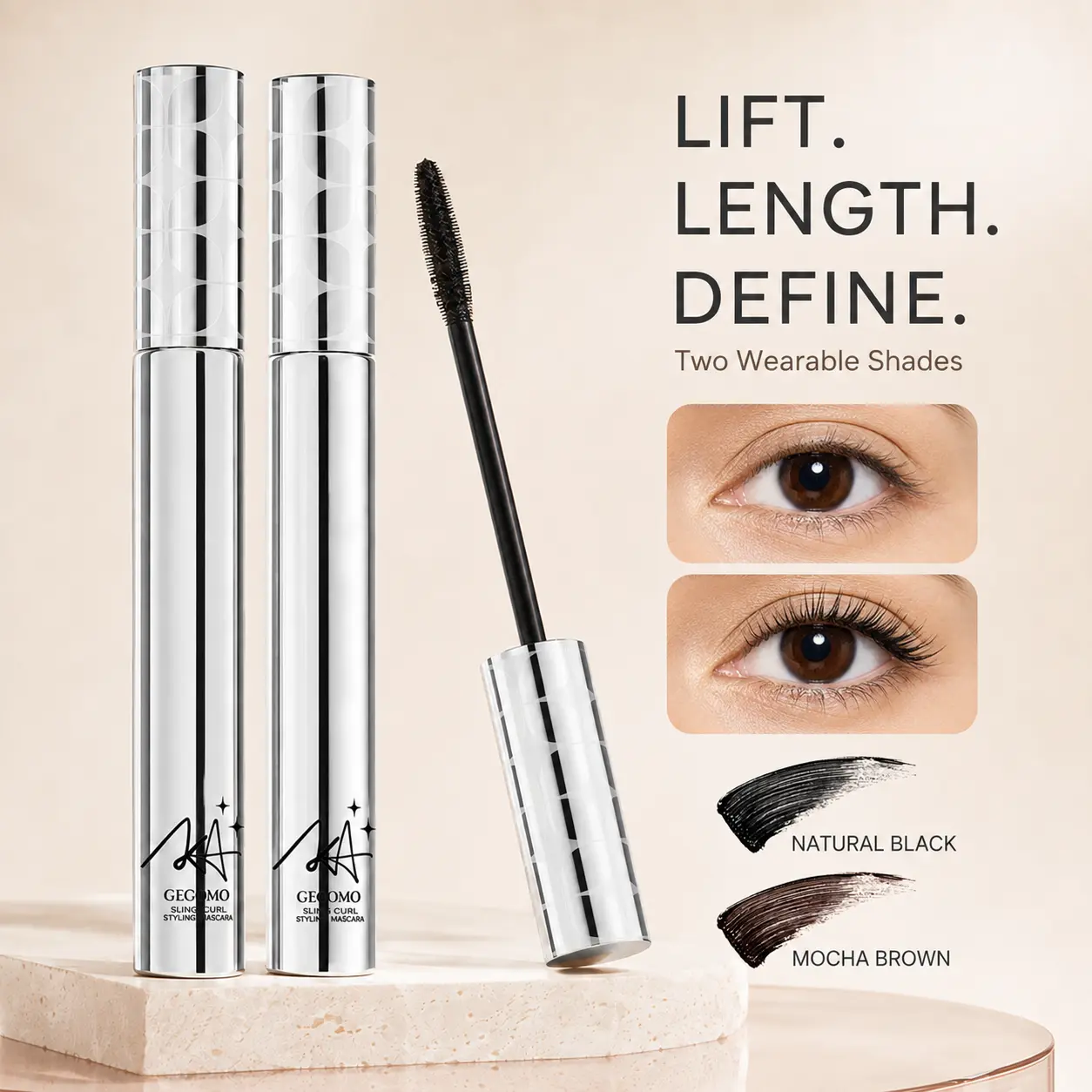 Waterproof Mascara Primer for Longer Fuller Lashes, Volumizing & Lengthening Lash Primer with Curved Precision Brush, Quick-Dry Smudge-Resistant Eyelash Base, Long-Lasting Eye Makeup for Women