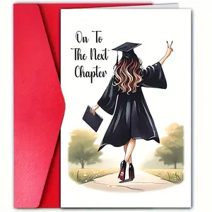 4-piece/set - Cute graduation card envelope set, high-quality card paper, graduation cap and diploma design, "Enter the next chapter" message suitable for friends, family, and classmates - Perfect graduation parties and celebrations, special occasion