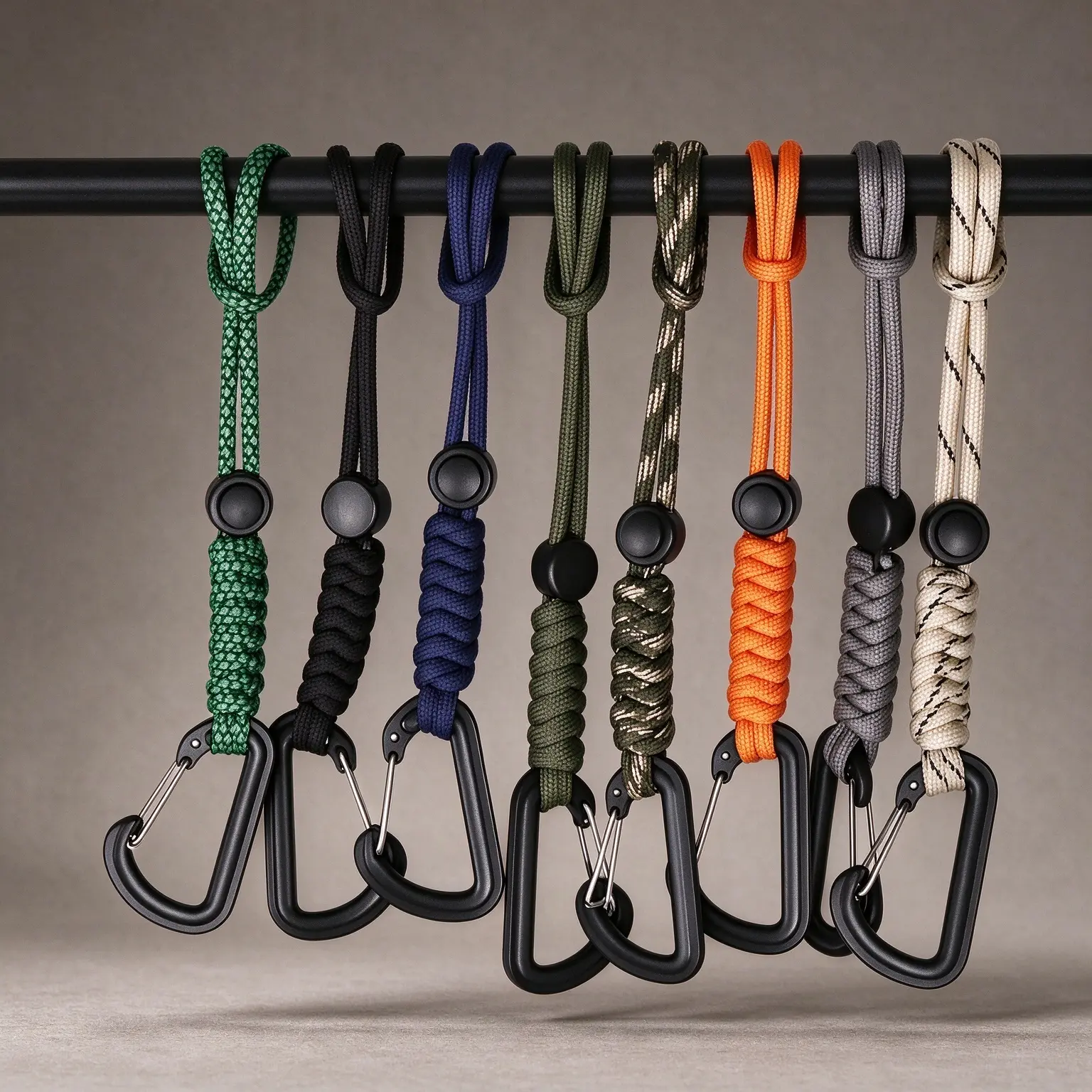 1/2/3counts Paracord Keychain, Anti-lost Rope, Backpack Anti-lost Rope, Outdoor Emergency Key Rope, Hook Carabiner For Leash, Sports & Outdoor Accessories
