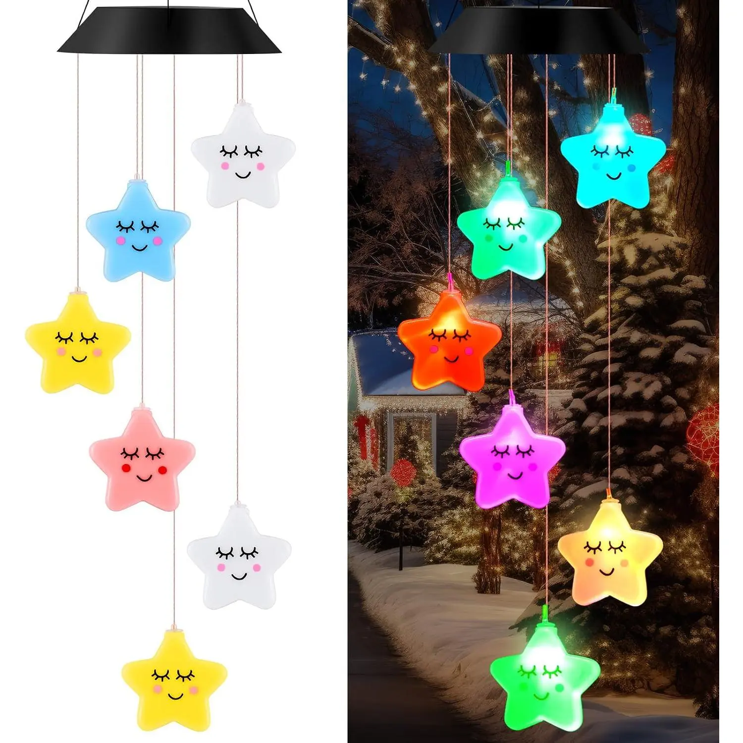 Solar Wind Chimes 27.5inch Outside   LED for Yard, Porch, Patio, Pajama Party, Color Changing Lights(Sleeping )